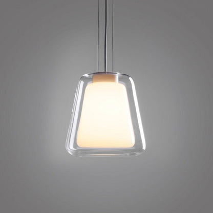 Moderne Pendelleuchte mit Doppelglas-Schirm – Minimalistische Hängelampe in Gold für Küche, Esstisch & Flur