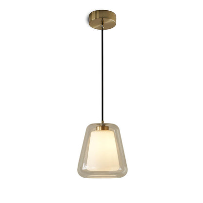Moderne Pendelleuchte mit Doppelglas-Schirm – Minimalistische Hängelampe in Gold für Küche, Esstisch & Flur