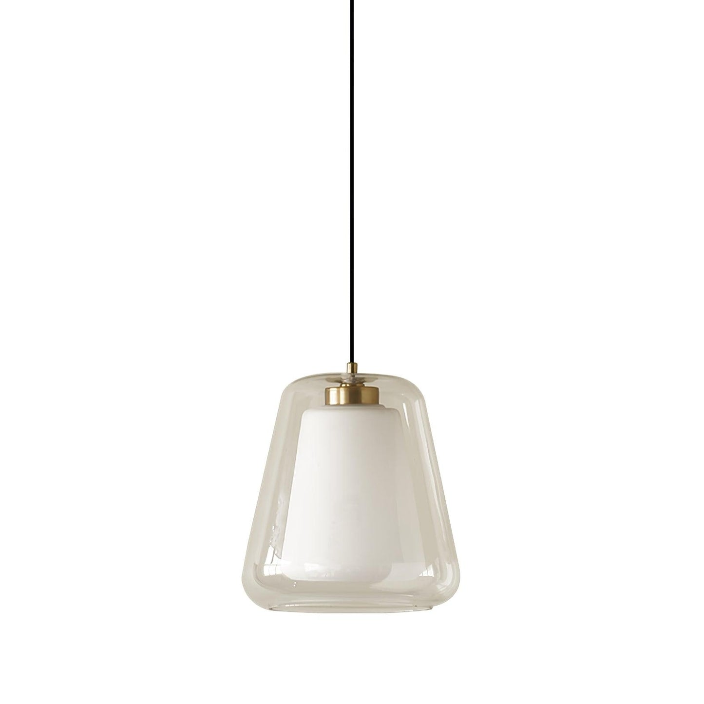 Moderne Pendelleuchte mit Doppelglas-Schirm – Minimalistische Hängelampe in Gold für Küche, Esstisch & Flur