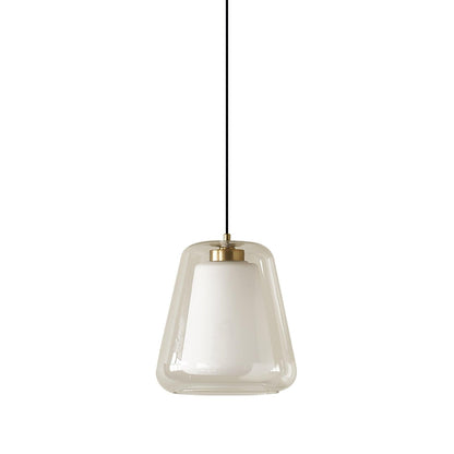 Moderne Pendelleuchte mit Doppelglas-Schirm – Minimalistische Hängelampe in Gold für Küche, Esstisch & Flur