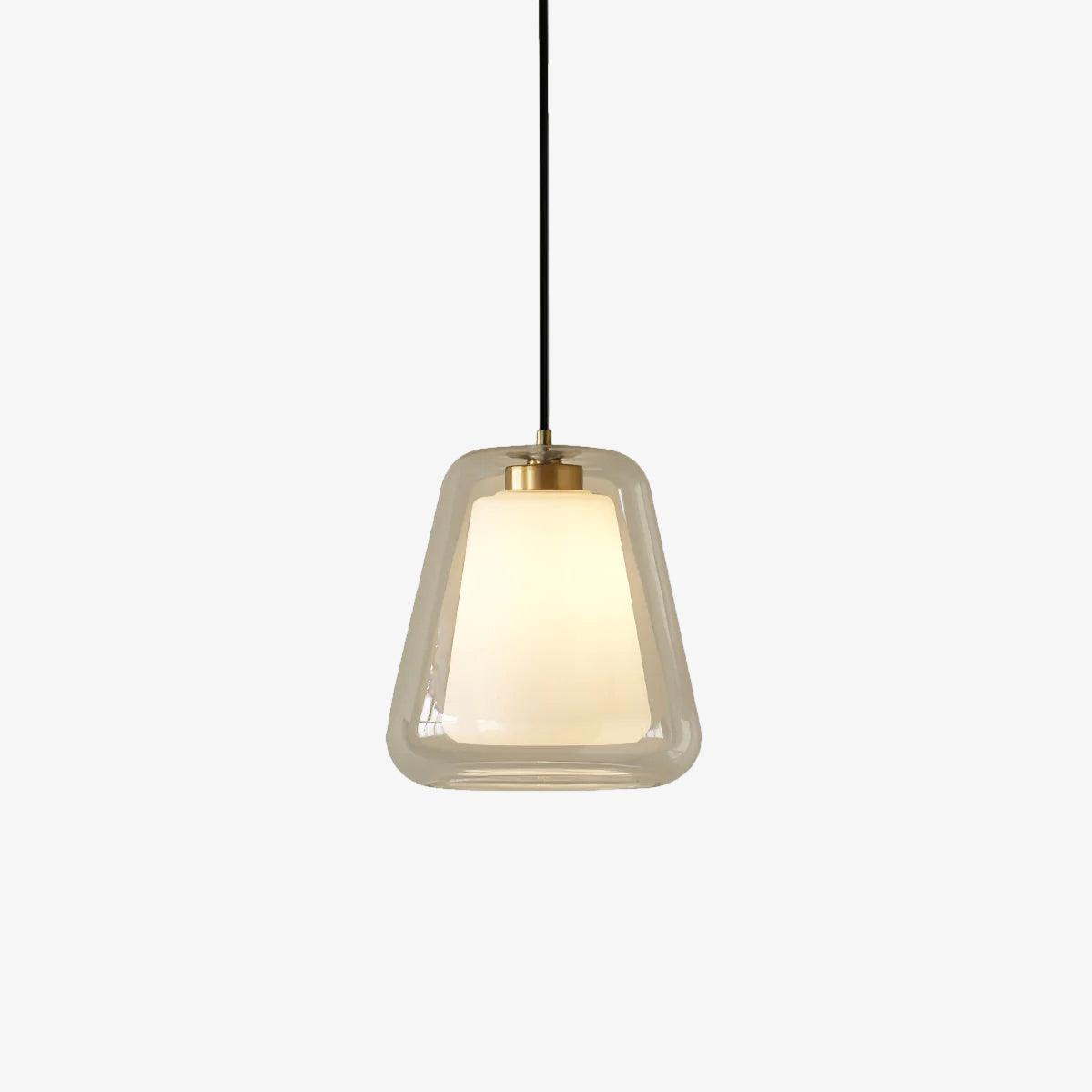 Moderne Pendelleuchte mit Doppelglas-Schirm – Minimalistische Hängelampe in Gold für Küche, Esstisch & Flur