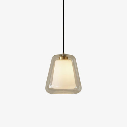 Moderne Pendelleuchte mit Doppelglas-Schirm – Minimalistische Hängelampe in Gold für Küche, Esstisch & Flur