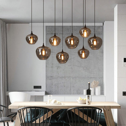 Set aus Designer-Pendelleuchten mit Rauchglas – Moderne Hängelampen im Industrial Look für Esszimmer, Wohnzimmer & Loft – Mix & Match Cluster-Design
