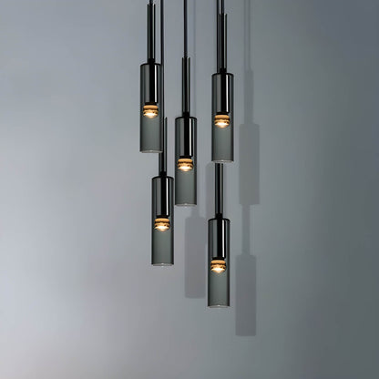 Moderne Zylinder-Pendelleuchte aus Rauchglas – Minimalistische Design-Hängelampe für Küche, Bar & Essbereich