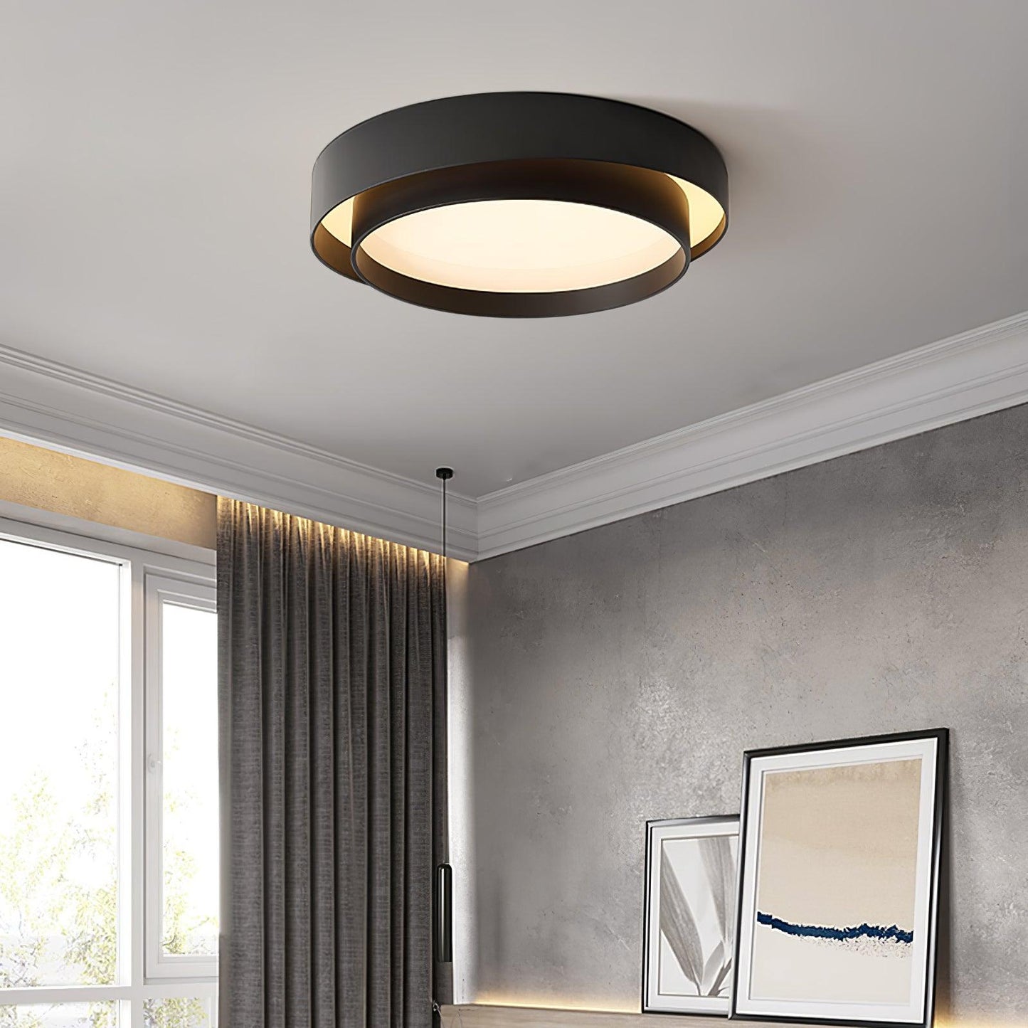 Moderne LED Deckenleuchte – Elegante Flachlampe in Schwarz für Wohnzimmer, Schlafzimmer & Flur