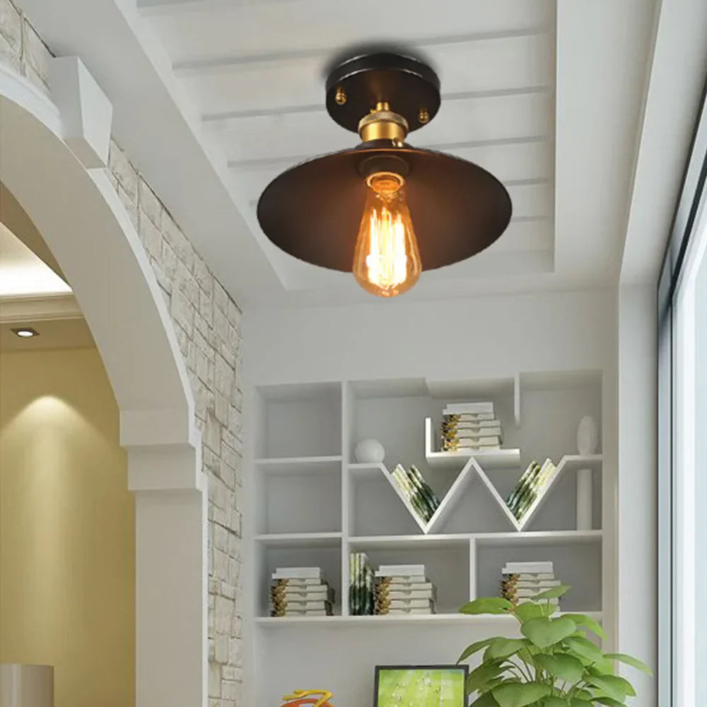 Vintage Deckenlampe im Industriestil, Retro Deckenleuchte mit Edison Glühbirne, LED-kompatibel