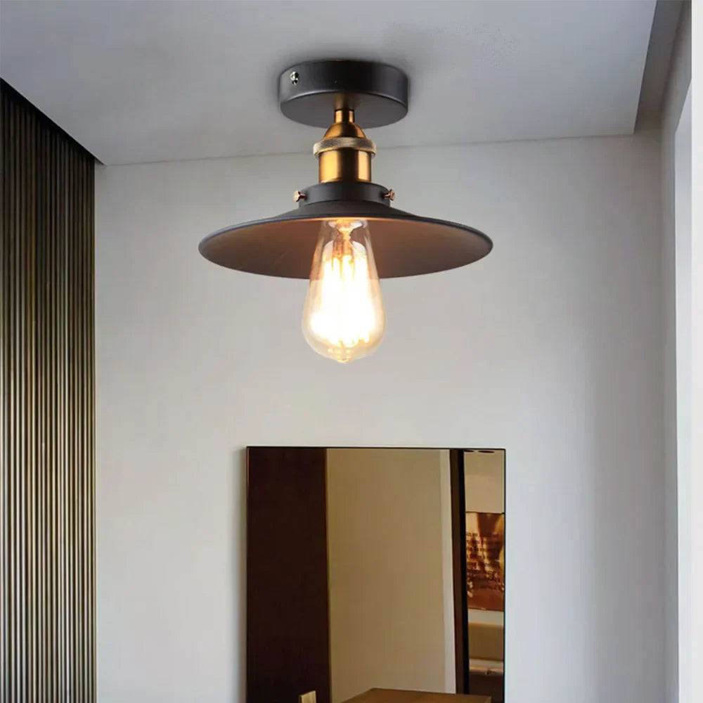 Vintage Deckenlampe im Industriestil, Retro Deckenleuchte mit Edison Glühbirne, LED-kompatibel