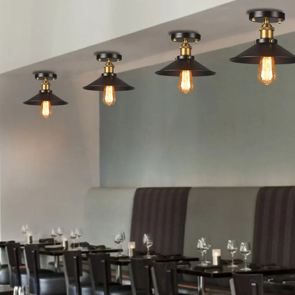 Vintage Deckenlampe im Industriestil, Retro Deckenleuchte mit Edison Glühbirne, LED-kompatibel