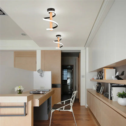 Moderne Holz-Deckenleuchte – LED Langrohr Lampe aus Holz für Flur und Wohnzimmer