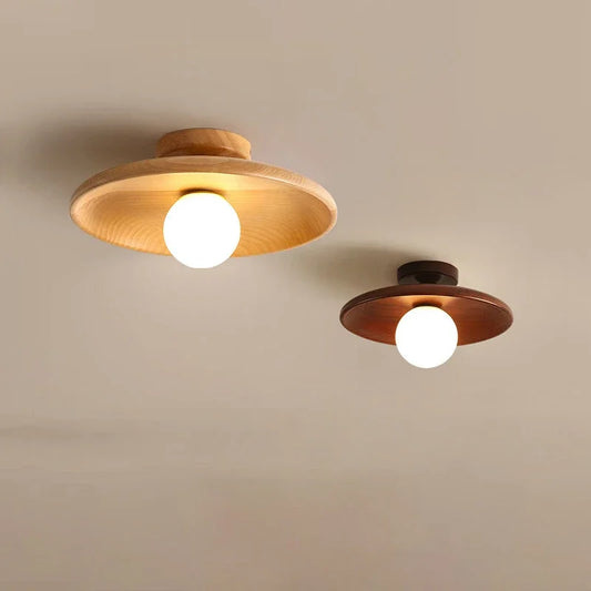 Wood pendant lamp in modern design, LED-compatible ceiling light for living room or dining room