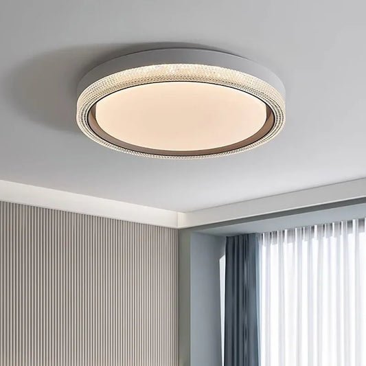 Runde LED Deckenleuchte mit Kristallrand, Dimmbar und Energiesparend – Moderne Kronleuchter Lampe für Wohnzimmer