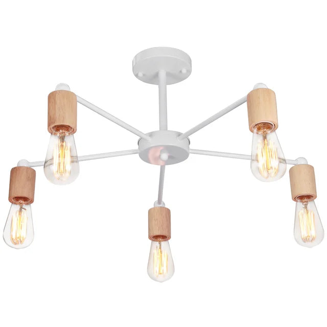 Nordischer Kronleuchter aus Holz mit modernem Design, skandinavische Deckenlampe für Wohnzimmer und Esszimmer