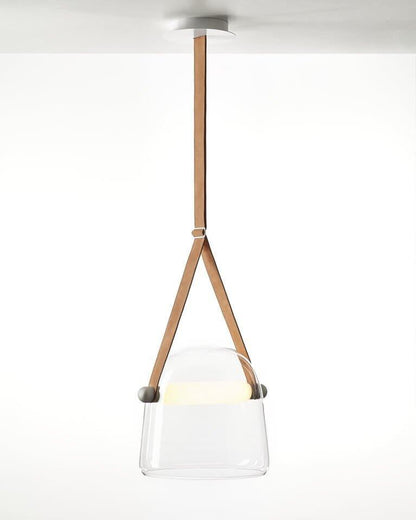 Design-Pendelleuchte mit Lederband & Rauchglas – Skandinavischer Stil für Esszimmer, Küche & Wohnzimmer