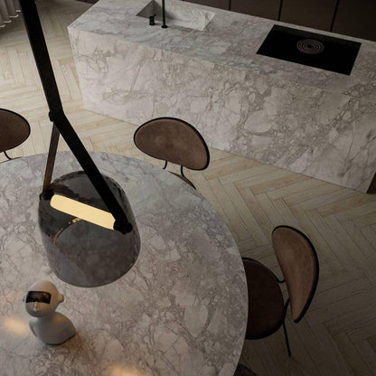 Design-Pendelleuchte mit Lederband & Rauchglas – Skandinavischer Stil für Esszimmer, Küche & Wohnzimmer