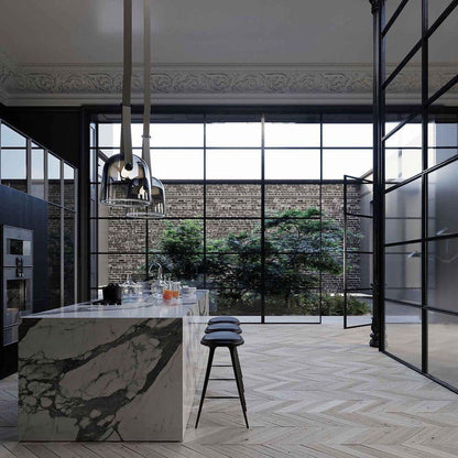 Design-Pendelleuchte mit Lederband & Rauchglas – Skandinavischer Stil für Esszimmer, Küche & Wohnzimmer