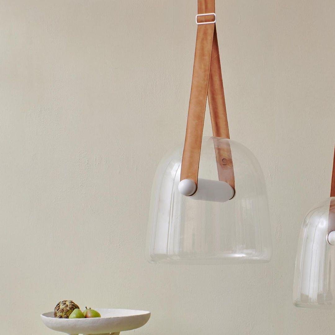 Design-Pendelleuchte mit Lederband & Rauchglas – Skandinavischer Stil für Esszimmer, Küche & Wohnzimmer