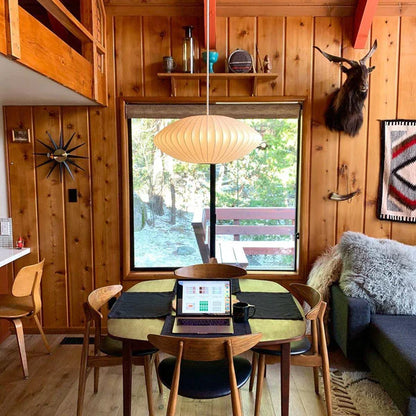 Pendelleuchte im UFO-Design mit Faltenstruktur – Mid-Century Hängelampe für Esszimmer, Wohnzimmer & Lounge-Bereich