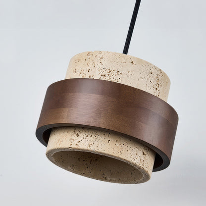 Industrielle Pendelleuchte aus Stein & Holz – Nachttischlampe im minimalistischen Design für Schlafzimmer & Leseecke
