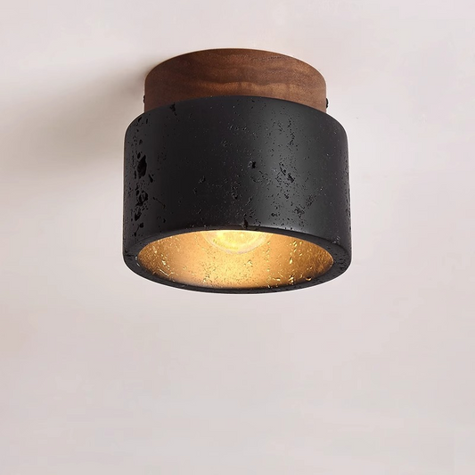 Industrial ceiling light made of concrete and wood – Minimalist design for living room, hallway & kitchen – High-quality accent lighting