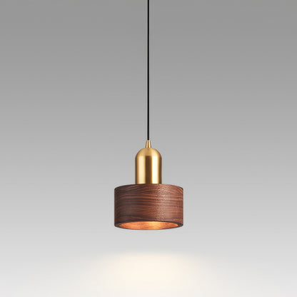 Pendelleuchte Holz & Messing – Minimalistische Nachttischlampe im Mid-Century Stil für Schlafzimmer & Wohnzimmer