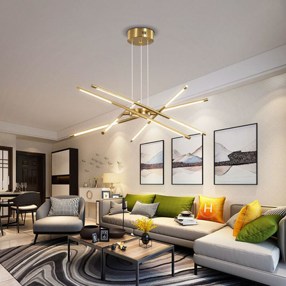 Eleganter moderner Kronleuchter mit goldenen Armen – Luxuriöses Design & warmes LED-Licht