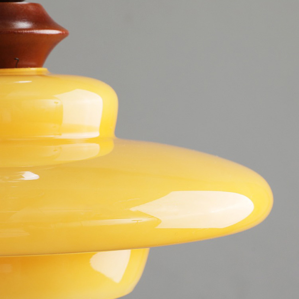 Retro Pendelleuchte im Mid-Century Design – Hängelampe mit Glas & Holzdetails für Wohnzimmer, Essbereich & Küche – Vintage Look