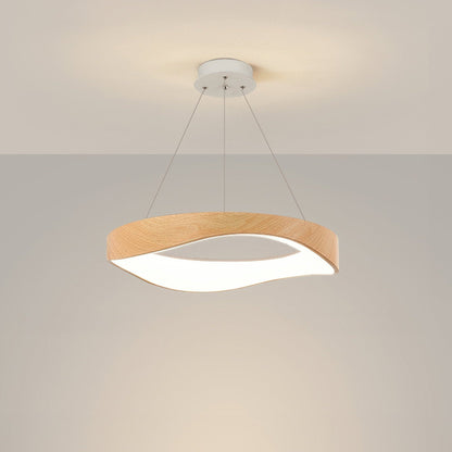 Moderne LED Pendelleuchte in Holzoptik – Wellenförmiges Design für Wohnzimmer, Esszimmer & Schlafzimmer