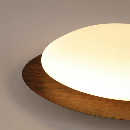 Moderne LED Deckenleuchte mit Holz-Optik – Flache Deckenlampe in organischer Form für Wohn-, Schlaf- & Esszimmer