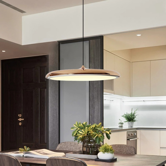 Moderne LED-Pendelleuchte im minimalistischen Design – Esszimmerlampe für Esstisch, Küche & Büro – Flache Hängelampe mit direkter Beleuchtung