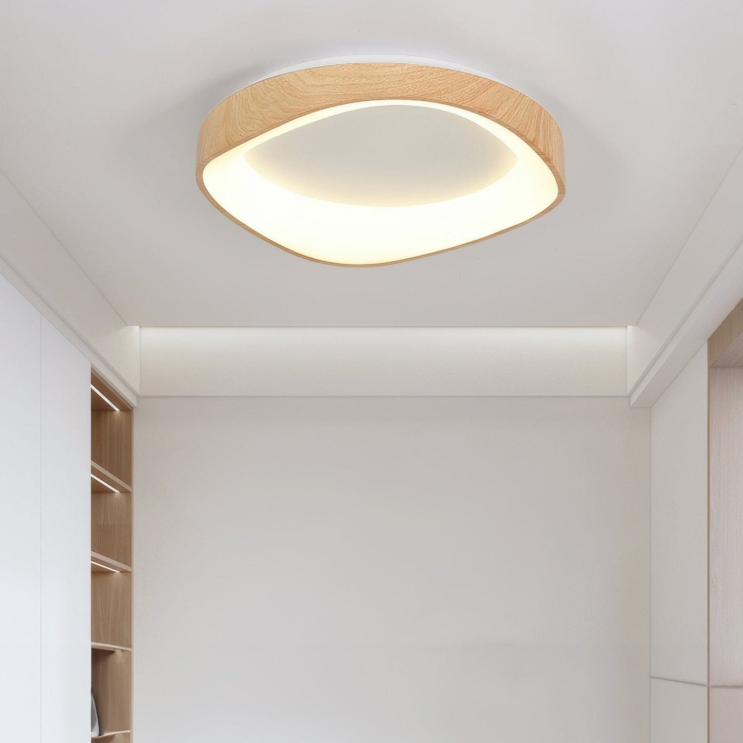 Moderne LED Deckenleuchte in Holzoptik – Minimalistische flache Deckenlampe für Wohnzimmer, Schlafzimmer & Büro