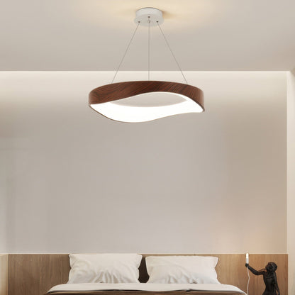 Moderne LED Pendelleuchte in Holzoptik – Wellenförmiges Design für Wohnzimmer, Esszimmer & Schlafzimmer