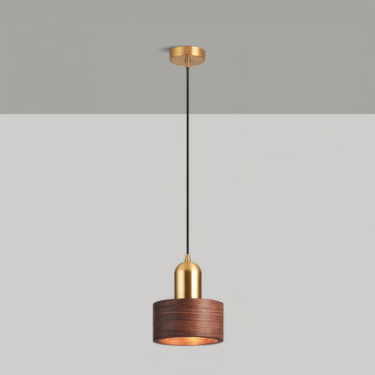 Pendelleuchte Holz & Messing – Minimalistische Nachttischlampe im Mid-Century Stil für Schlafzimmer & Wohnzimmer