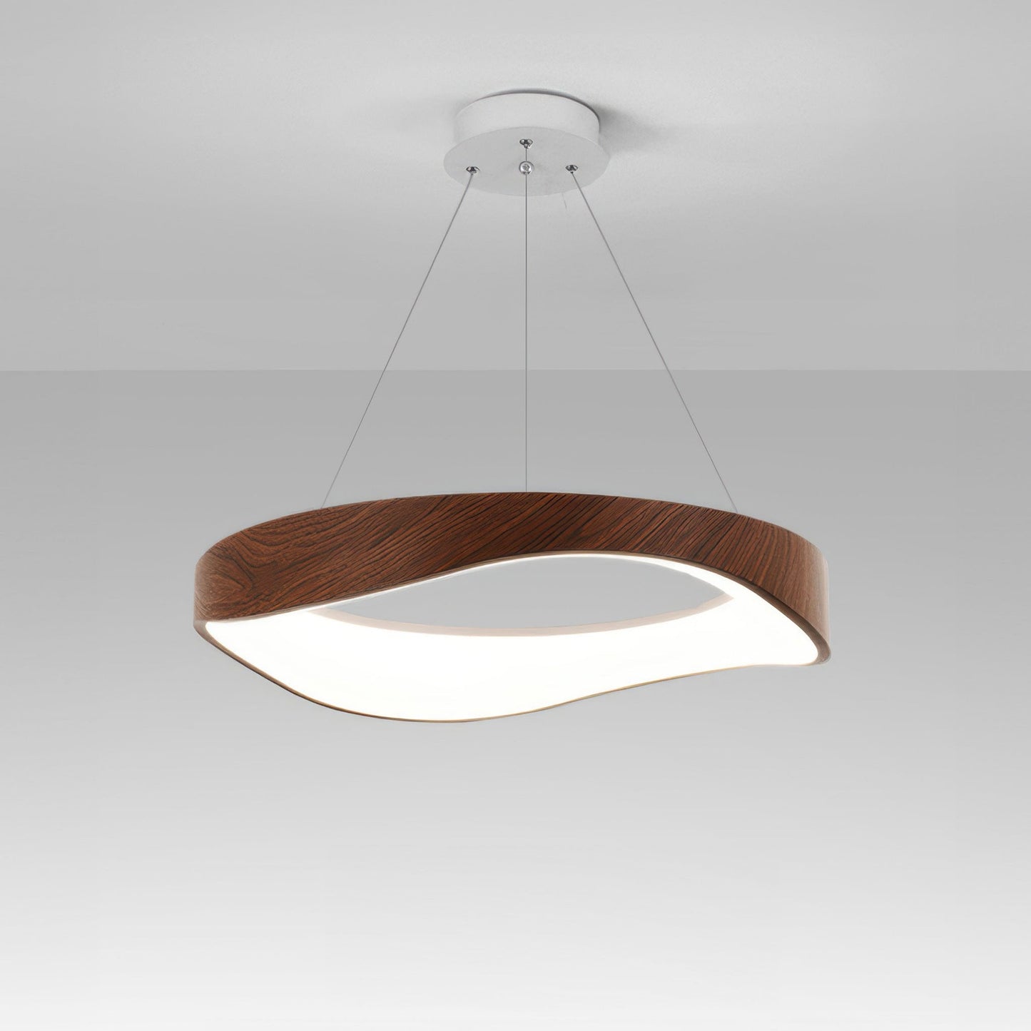 Moderne LED Pendelleuchte in Holzoptik – Wellenförmiges Design für Wohnzimmer, Esszimmer & Schlafzimmer