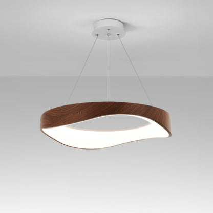 Moderne LED Pendelleuchte in Holzoptik – Wellenförmiges Design für Wohnzimmer, Esszimmer & Schlafzimmer