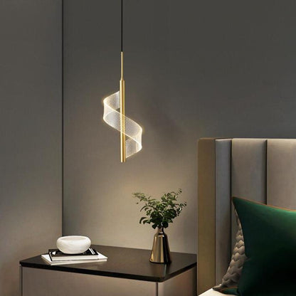 Spiral LED Pendelleuchte in Gold – Modernes Design Lichtobjekt für Schlafzimmer, Flur oder Wohnzimmer
