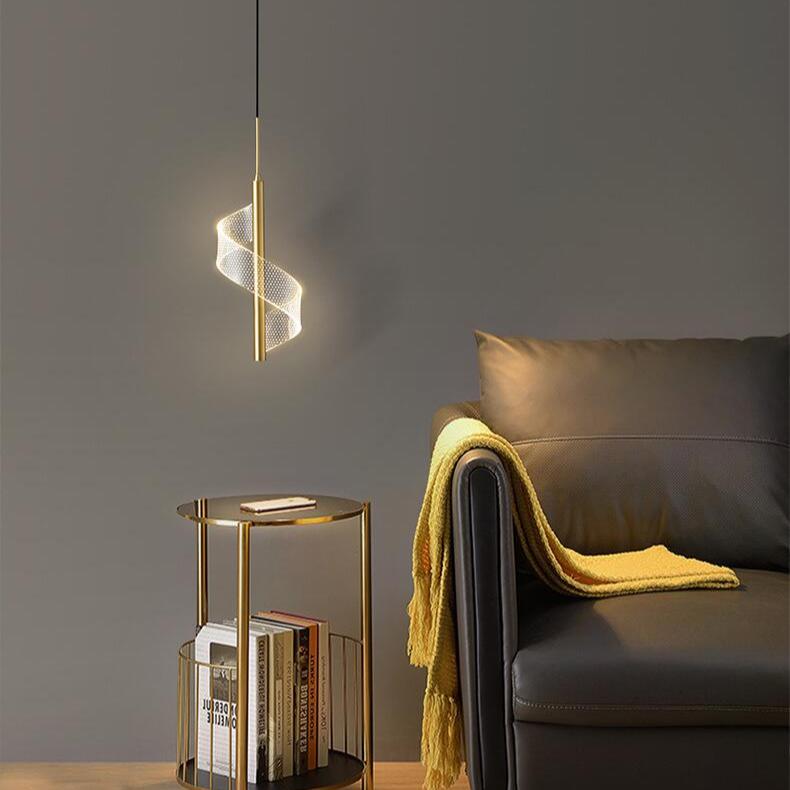 Spiral LED Pendelleuchte in Gold – Modernes Design Lichtobjekt für Schlafzimmer, Flur oder Wohnzimmer