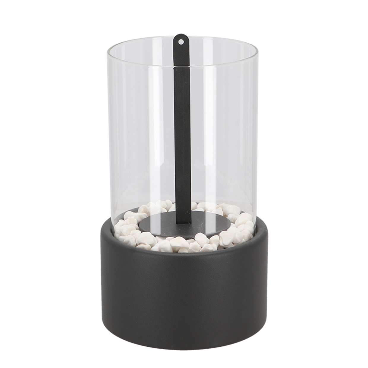 Mini Tischkamin mit Glaszylinder – Bioethanol-Feuerstelle für Innenräume, Balkon & Terrasse