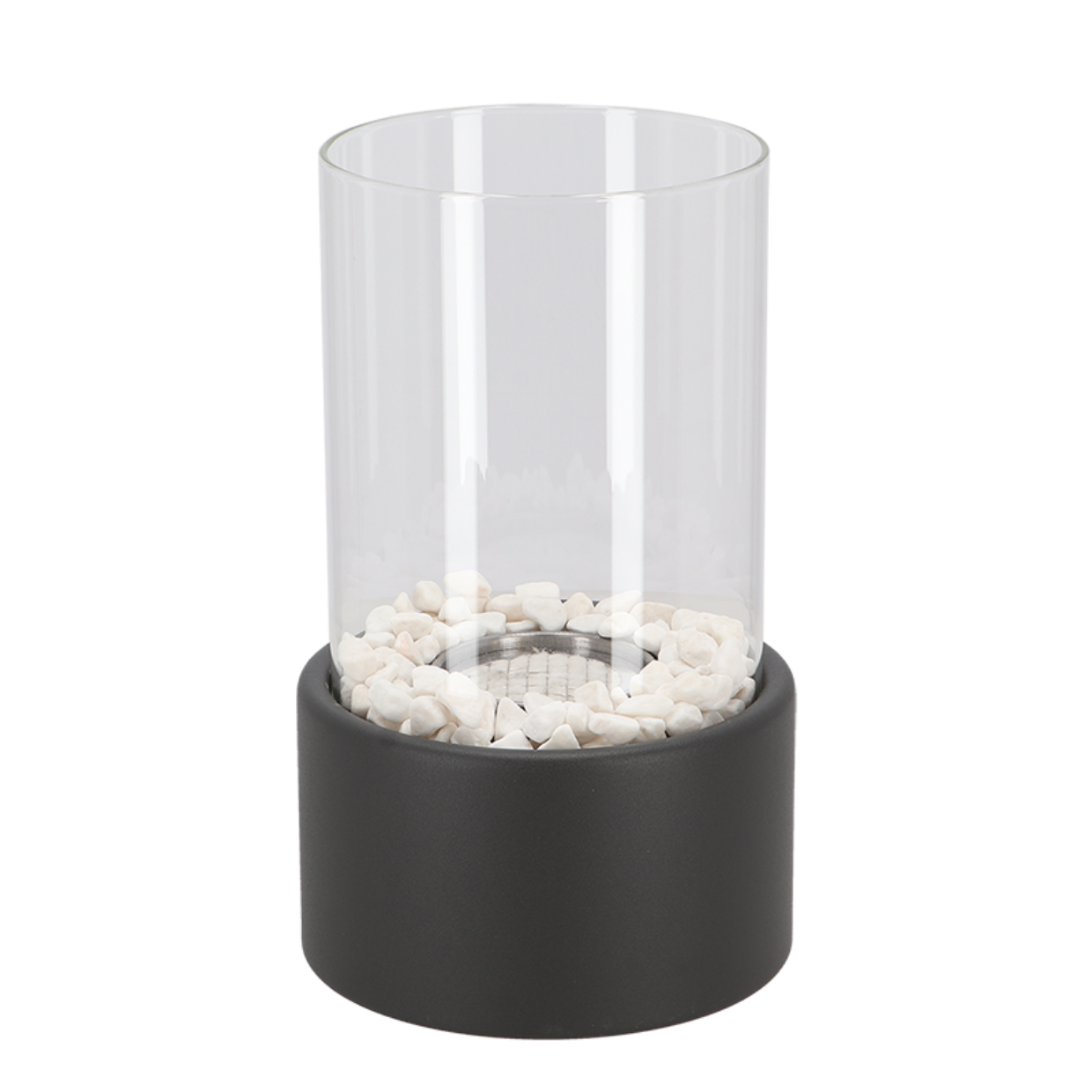 Mini Tischkamin mit Glaszylinder – Bioethanol-Feuerstelle für Innenräume, Balkon & Terrasse