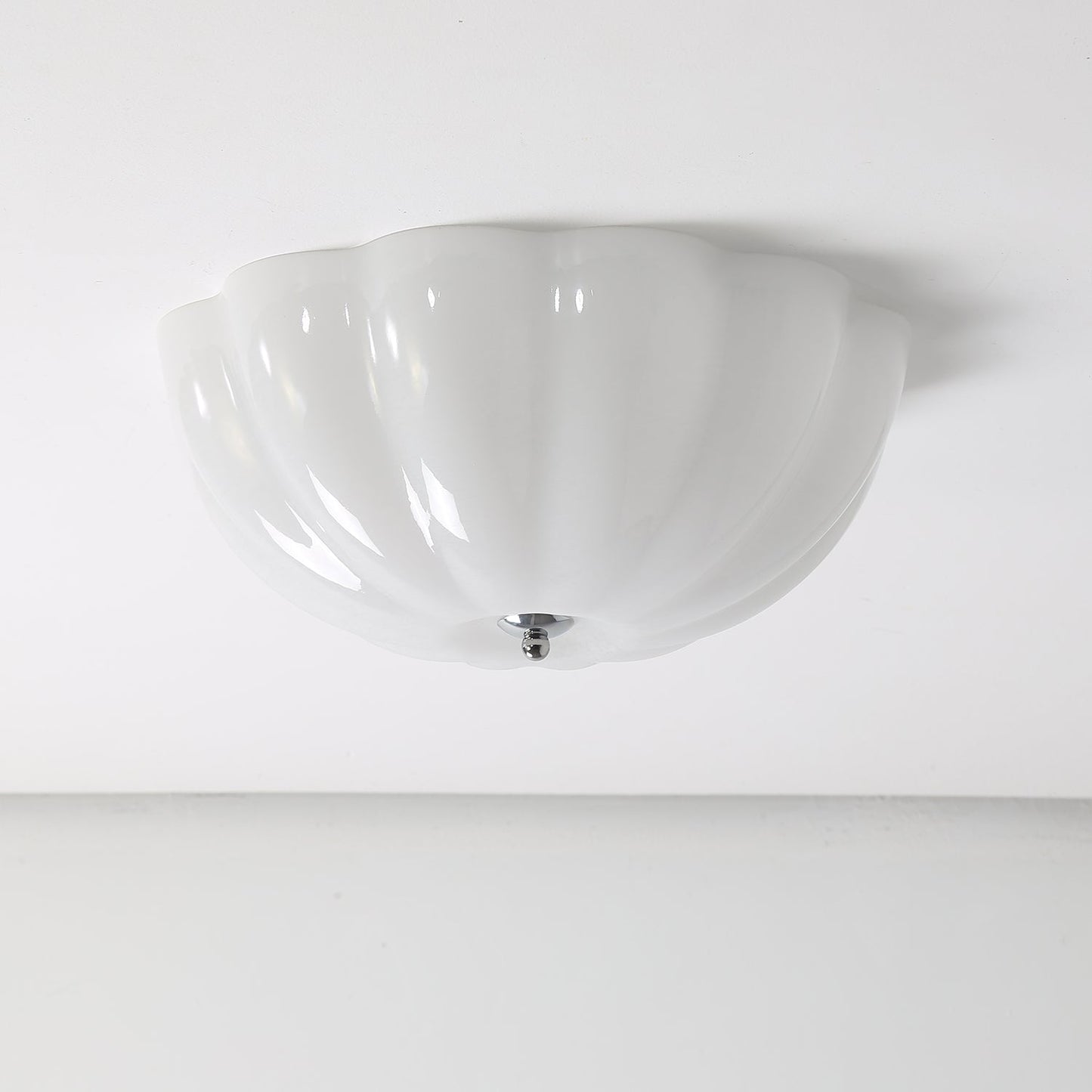 Deckenleuchte in Muschel-Optik – Elegante Glas-Deckenlampe für Wohnzimmer, Flur & Schlafzimmer – Sanfte Ambientebeleuchtung im Retro-Stil