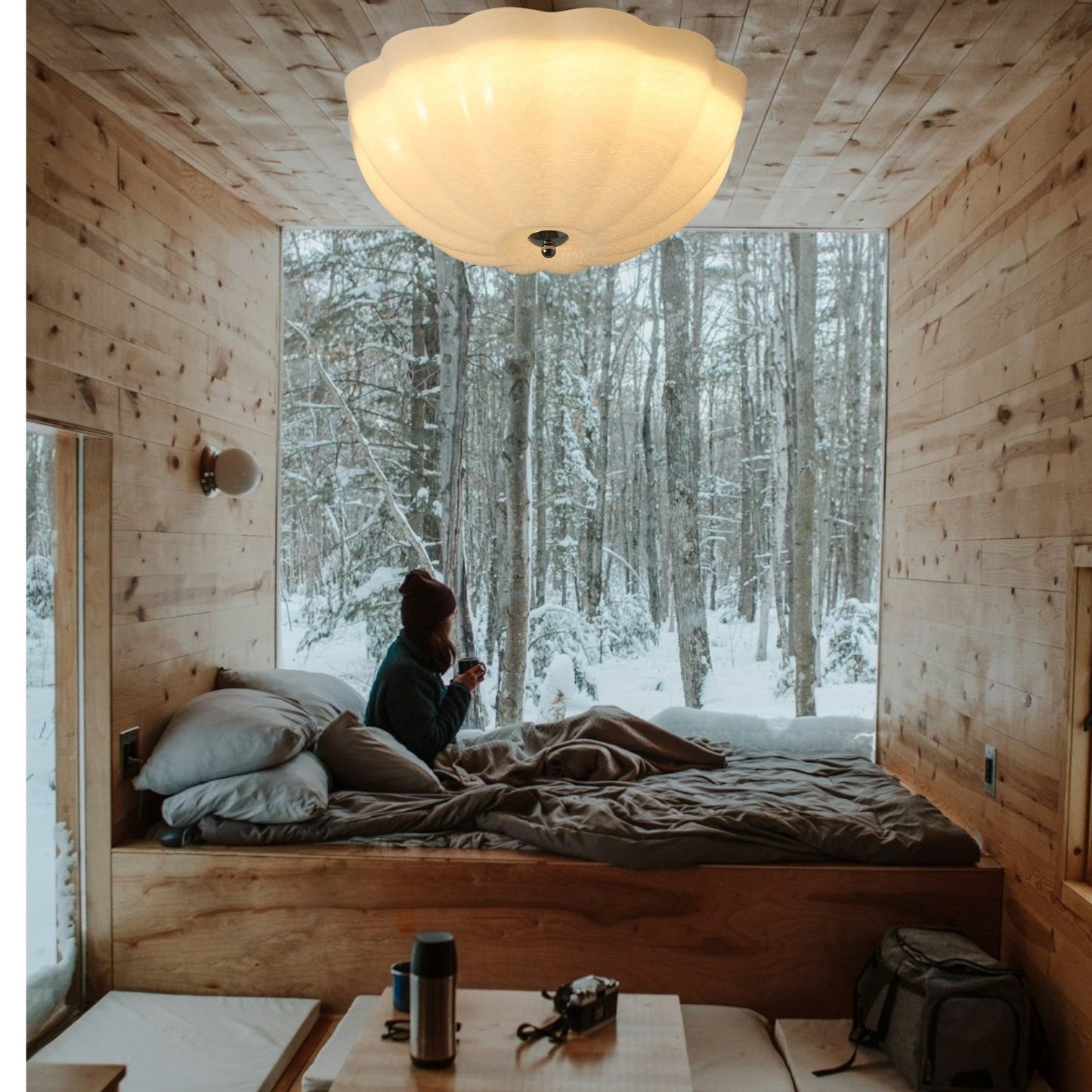 Deckenleuchte in Muschel-Optik – Elegante Glas-Deckenlampe für Wohnzimmer, Flur & Schlafzimmer – Sanfte Ambientebeleuchtung im Retro-Stil