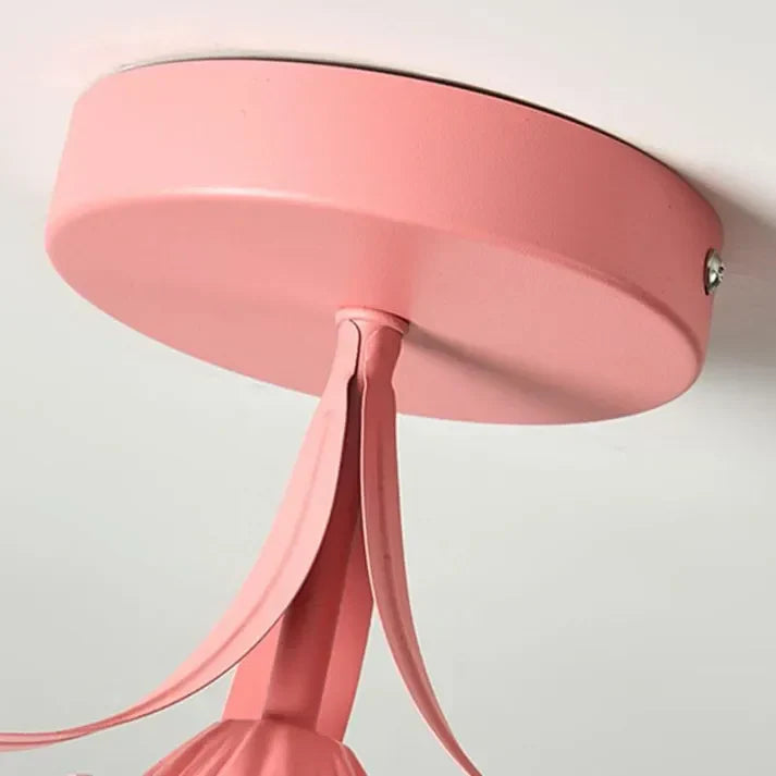 Blumenförmige Deckenleuchte – Verspielte Designlampe mit rotem Sockel für Flur oder Kinderzimmer