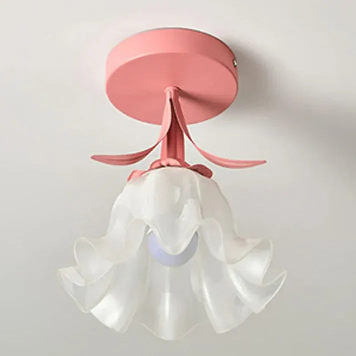 Blumenförmige Deckenleuchte – Verspielte Designlampe mit rotem Sockel für Flur oder Kinderzimmer