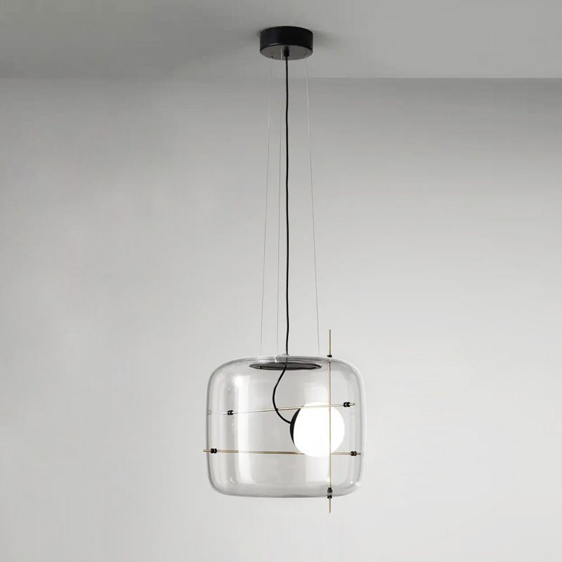 Moderne Pendelleuchte mit Rauchglas & Metallrahmen – Designer Hängelampe für Wohnzimmer & Essbereich
