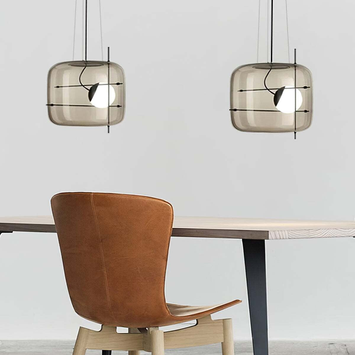 Moderne Pendelleuchte mit Rauchglas & Metallrahmen – Designer Hängelampe für Wohnzimmer & Essbereich