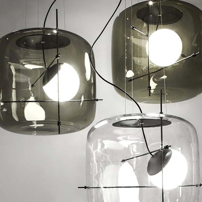 Moderne Pendelleuchte mit Rauchglas & Metallrahmen – Designer Hängelampe für Wohnzimmer & Essbereich