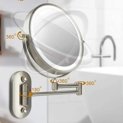Eleganter LED-Vergrößerungsspiegel mit USB-Aufladung – Chrom Silber