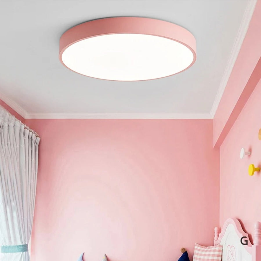 Runde LED Deckenleuchte mit Holz- und Schwarz-Akzent – Modernes Design für Wohnzimmer, Schlafzimmer & Flur
