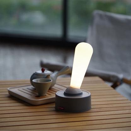 Retro table lamp with toggle switch – Rechargeable LED light in minimalist design with touch function and two brightness levels