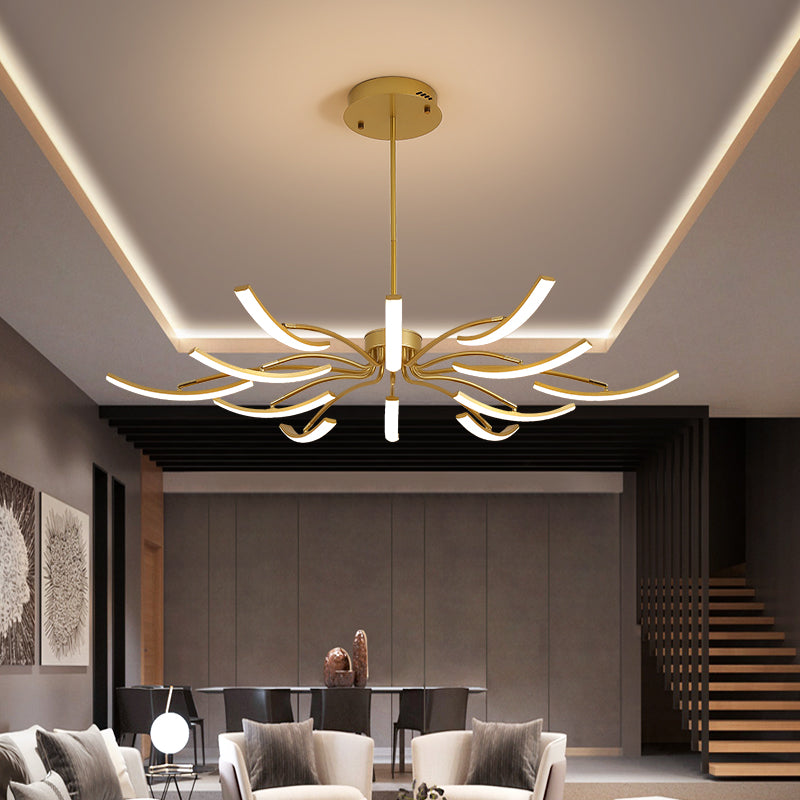 Designer LED Kronleuchter im Ast-Design – Moderne Hängelampe in Gold für Esszimmer, Wohnzimmer & Loft