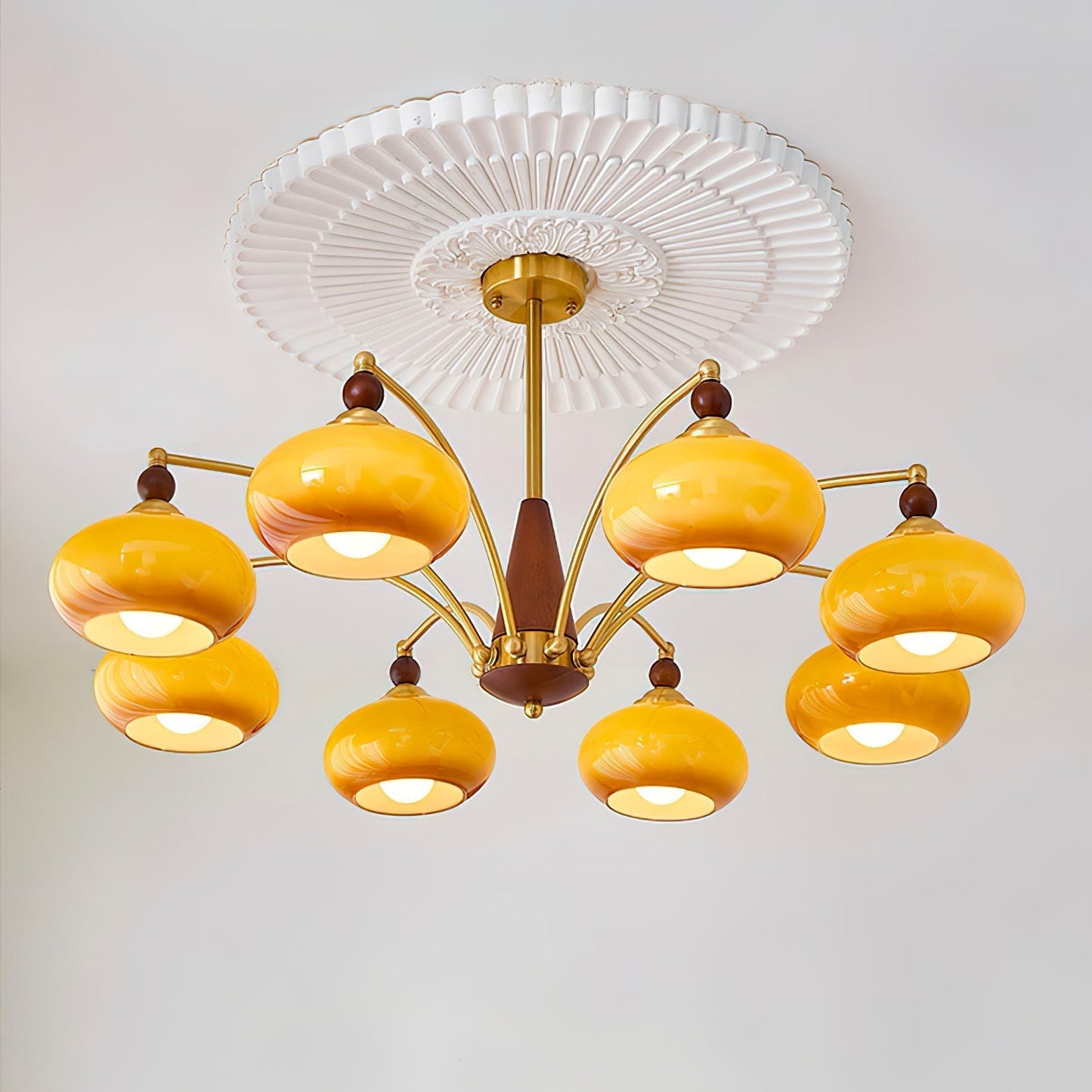 Deckenleuchte im Retro-Stil für Wohnzimmer & Esszimmer – Moderne Deckenlampe mit 8-flammigem Design & edler Optik